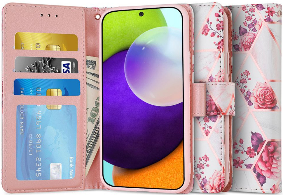 Pouzdro Tech-protect Wallet Samsung Galaxy A52/A52s Floral Rose