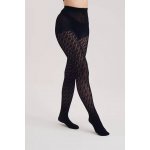 Žakárové punčocháče Cashmir 200 DEN pletený vzor černé – Zboží Dáma