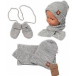 Baby Nellys Pletená čepice s šálou a rukavičky 3v1 STAR šedá – Hledejceny.cz