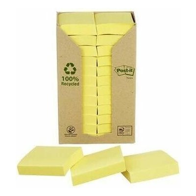 Samolepicí bloček, žlutá, 38x51 mm, 24x100 listů, recyklovaný, 3M POSTIT – Hledejceny.cz
