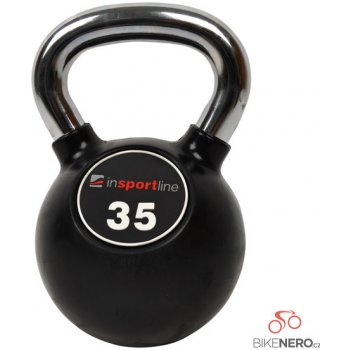 inSPORTline Kettlebell Pogumovaná s chromovou rukojetí 35 kg