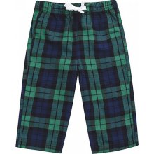 Larkwood Dětské kostkované kalhoty z flanelu modrá námořní zelená kostičky LW