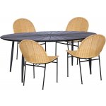 Bonami Essentials Set 4 ratanových jídelních židlí Sofia a černého stolu Marienlist – Zboží Mobilmania