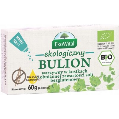 Ekowital Zeleninový bujón v kostkách se sníženým obsahem soli bez lepku BIO 60 g – Zboží Dáma