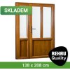 Venkovní dveře SKLADOVÁ-OKNA REHAU Smartline+ Bílá dovnitř / Zlatý dub ven 138 x 208 cm pravé