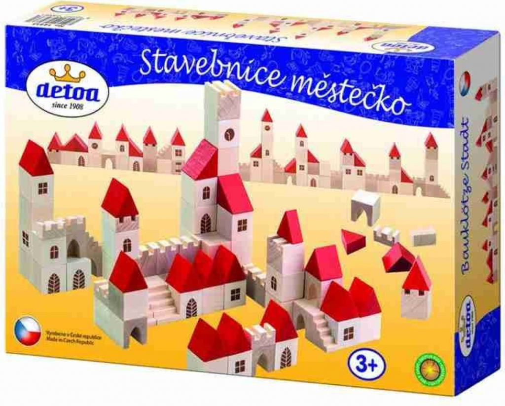 Detoa kostky dřevo městečko 100 ks