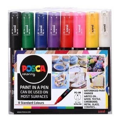 Posca Univerzální sada akrylátových popisovačů 0,7 - 1 mm Základní barvy 8 kusů PC-1M – Zboží Živě