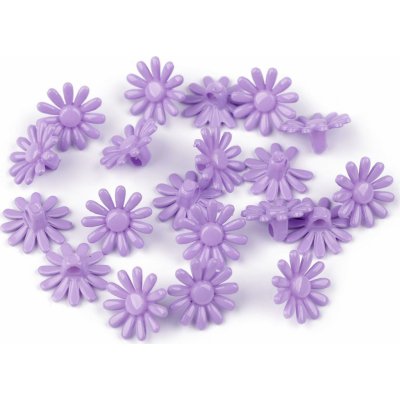 Plastové knoflíky / korálky květ Ø15 mm Varianta: 4 fialová sv., Balení: 20 ks