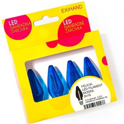 Exihand FILAMENT Náhradní modrá žárovka pro vánoční řetěz FELICIA SV-16 LED FILAMENT 14V 0,2W 4ks FELICIA SV-16 LED 166100.FIL.B.MO – Zbozi.Blesk.cz