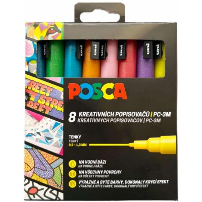 Uni Posca PC-3M 0,9 1,3 mm 8 barev třpytivé barvy – Hledejceny.cz