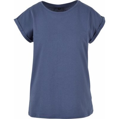 Build Your Brand Prodloužené splývavé tričko s ohrnutými rukávy BY021 modrá vintage