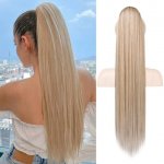 REECHO Prodlužování culíku, 28" dlouhý rovný příčesek se stahovací šňůrkou, syntetický příčesek do – Sleviste.cz