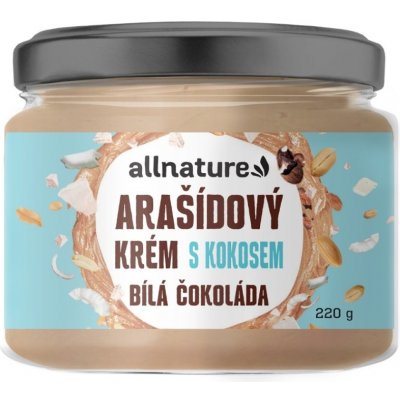 ALLNATURE Arašídový krém s bílou čokoládou a kokosem 220 g – Zboží Dáma
