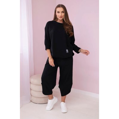 Fashionweek italská pohodlná tepláková souprava K6171G černá – Sleviste.cz