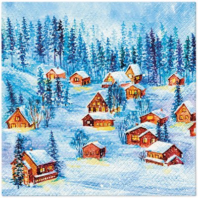Ambiente Europe BV ubrousek 33x33cm Rozsvícené chaloupky – Zboží Dáma