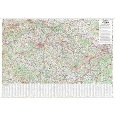 Česko - nástěnná automapa - 1 : 360 000 s rejstříkem obcí 2025 – Hledejceny.cz