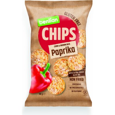 Benlian Rice Chips chipsy z kukuřice a hnědé rýže s příchutí papriky 60 g – Zboží Dáma
