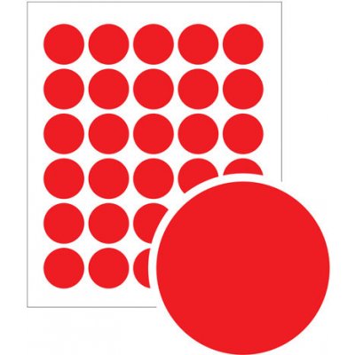 Značka Samolepicí kolečka – červená, fólie, 60 ks na archu