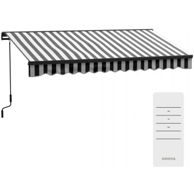 Outsunny Markýza na terasu Outsunny, odolná proti povětrnostním vlivům, 1 ruční klika, 350 x 250 x 150 cm, šedá + bílá – Hledejceny.cz