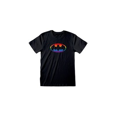 CurePink pánské tričko DC Comics Batman Logo Pride černá