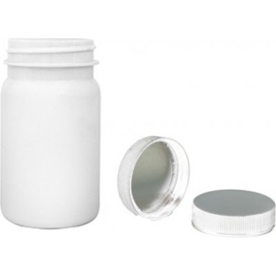 Pilulka Plastová lékovka bílá s bílým uzávěrem s ALU vložkou 100 ml – Hledejceny.cz