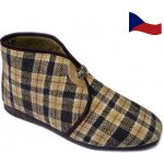 Pánské zateplené papuče nízké PEGRES 3014 Hnědé káro – Zboží Dáma