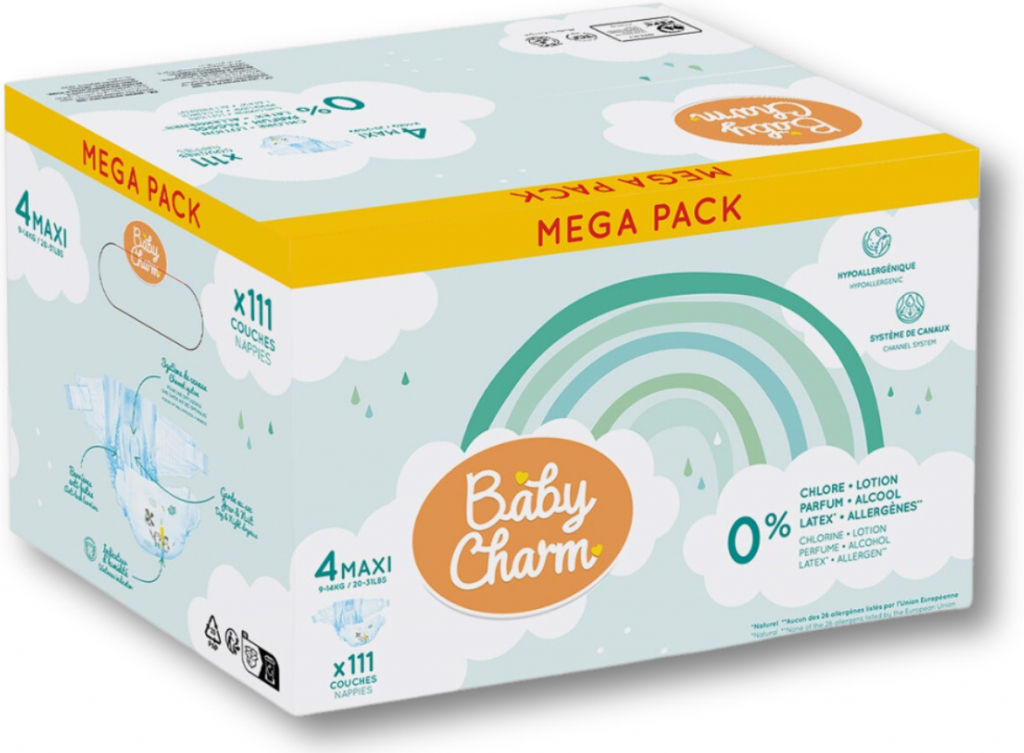 Baby Charm Super Dry Flex 4 Maxi 9 – 14 kg 111 ks