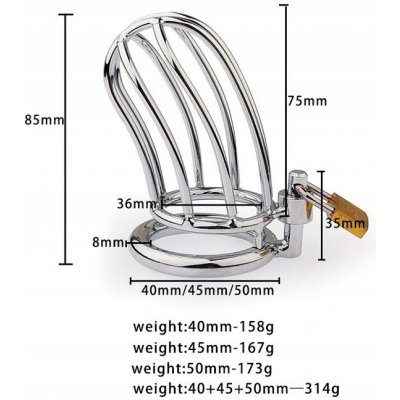 bdsm bondage shop Kovový pas cudnosti s půlenou klecí pro muže Škrtící kroužek 50 mm – Sleviste.cz