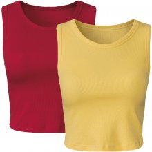 Esmara žebrovaný crop top s BIO bavlnou 2 kusy červená žlutá