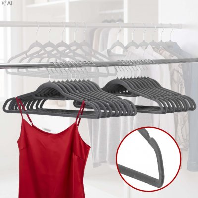 SPRINGOS Velurová ramínka šedá 20 ks HG0063 – Sleviste.cz