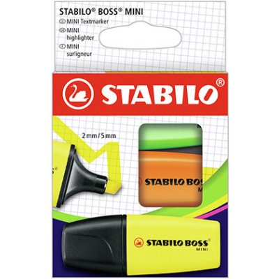 Stabilo Boss Mini 3 ks balení žlutá oranžová zelená 453137 – Zboží Živě