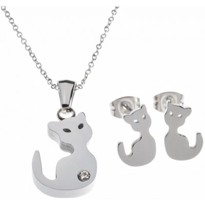 biju Set z chirurgické oceli přívěsek kočka 3001219 – Sleviste.cz