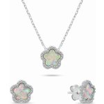 Brilio Silver Půvabný set šperků s opály a zirkony Květiny SET289WP – Sleviste.cz