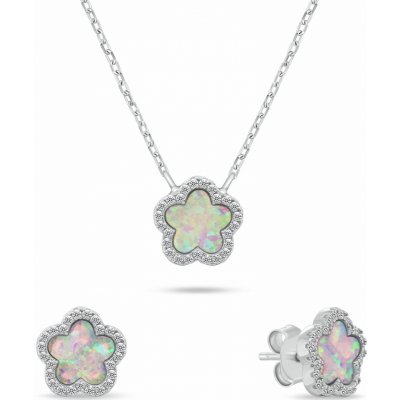 Brilio Silver Půvabný set šperků s opály a zirkony Květiny SET289WP – Sleviste.cz
