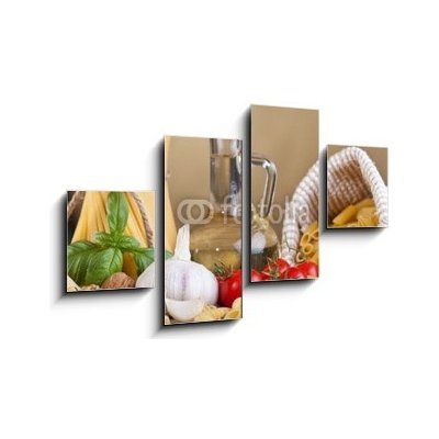 Obraz 4D čtyřdílný - 100 x 60 cm - Preparing pasta with specific ingredients Příprava těstovin se specifickými přísadami – Zboží Mobilmania