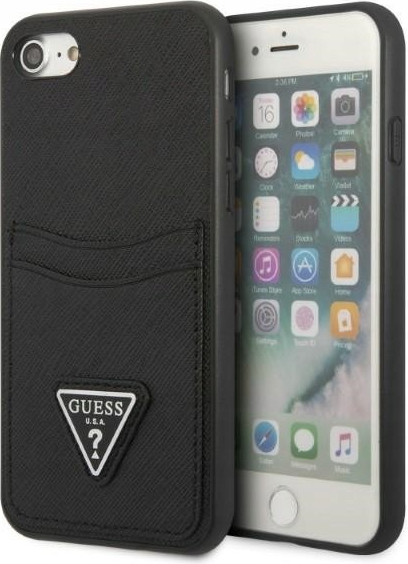 Pouzdro Guess Saffiano Double Card iPhone 7/8/SE2020/SE2022 černé
