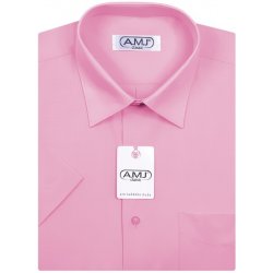 AMJ košile krátký rukáv jednobarevná růžová JK055