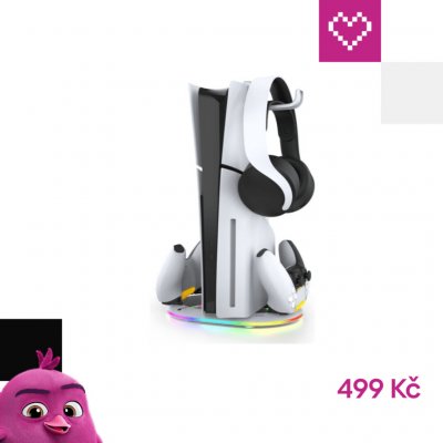 iPega P5S045 Vertikální Nabíjecí Stojan s RGB PS5, PS5 Slim White – Sleviste.cz