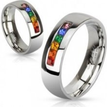 Oceľový prsteň s rôznofarebnými zirkónmi C20.7