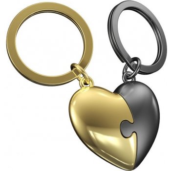 Přívěsek na klíče MTM srdce puzzle zlato & hnědá