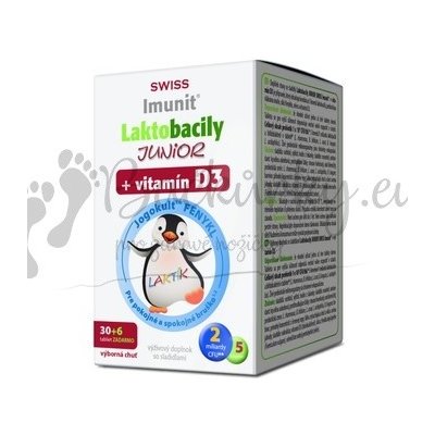 Laktobacily JUNIOR SWISS Imunit + vitamín D3 72 tablet
