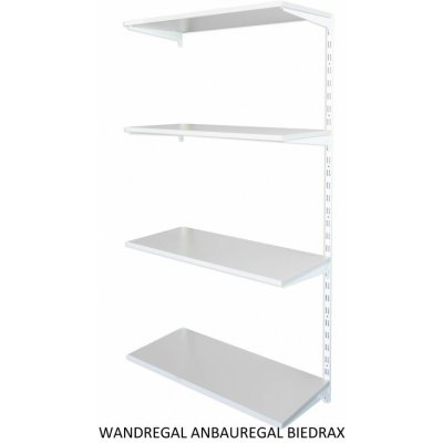 Biedrax Nástěnný regál přídavný 20 x 80 x 150 cm bílý 4 police šedá – Hledejceny.cz
