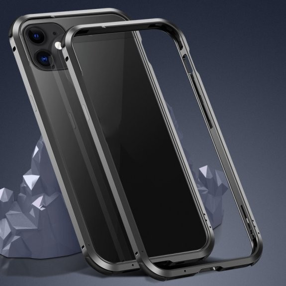 Pouzdro AppleKing ochranné kovové rámeček k ochraně hran iPhone 12 / 12 Pro - černé