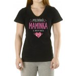 Tričko dámské Milovaná maminka-srdce anděla Černá – Sleviste.cz