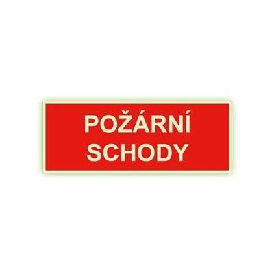 Požární schody - fotoluminiscenční tabulka, plast 1 mm 210x80 mm