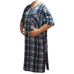 Xcena noční košile krátký rukáv káro modrá – Zboží Dáma