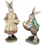 Dekorace králíček v zeleném kabátě s košem vajíček - 18*16*32 cm – Zboží Mobilmania