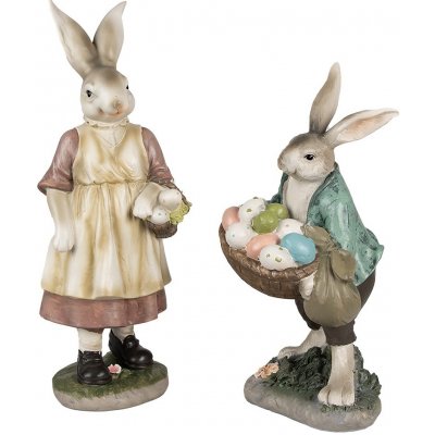 Dekorace králíček v zeleném kabátě s košem vajíček 18*16*32 cm – Hledejceny.cz