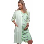 Těhotenský a kojicí komplet zelená košilka s koalami a světle zelený župan s kontrastním lemem 1G0714 zelená – Zboží Dáma