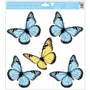 Anděl okenní fólie 990 s glitry motýli 30x33,5 cm